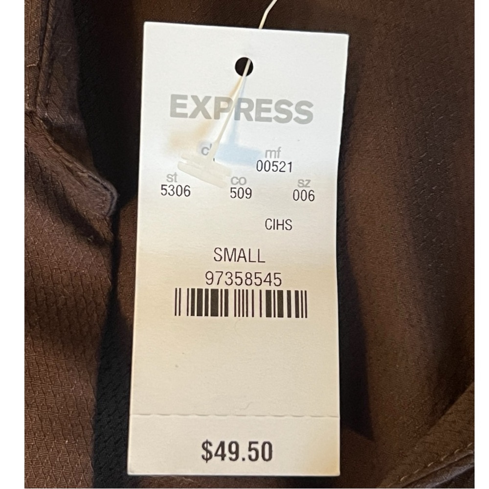 NWT Express Design Studio Brown Button Front Blou… - image 8